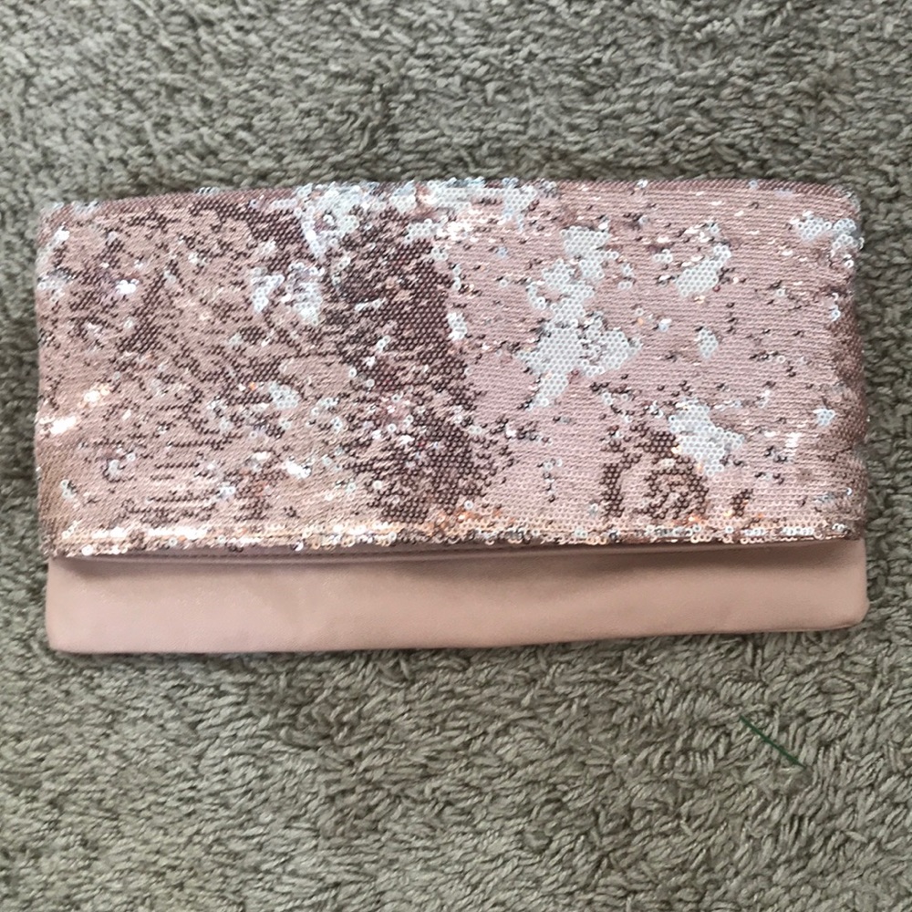 BCBGeneration Pale Pink & Sequin Large Clutch